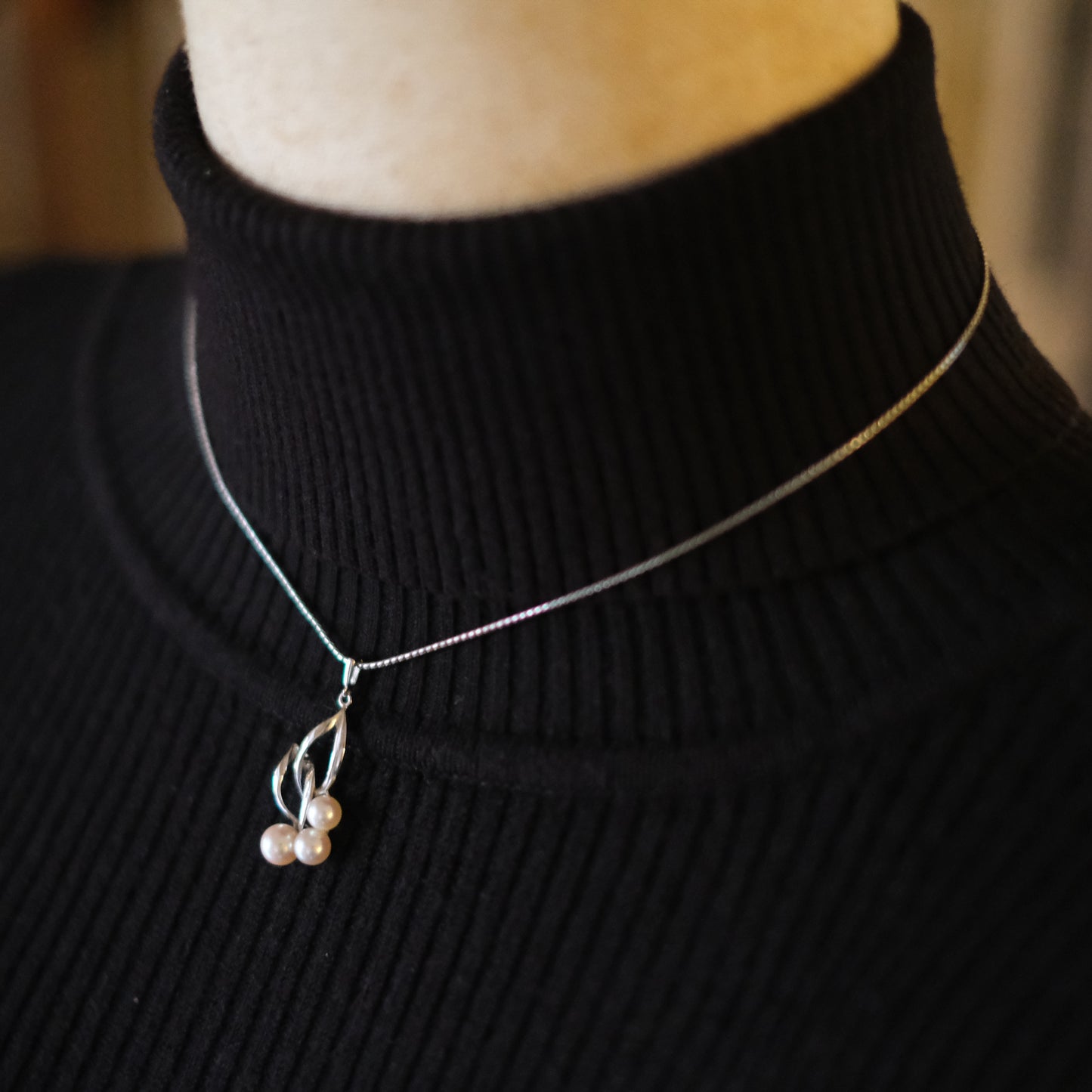 Vintage Mikimoto Silver Pendant with Three Cultured Pearls – Elegant Leaf Design (No Chain)