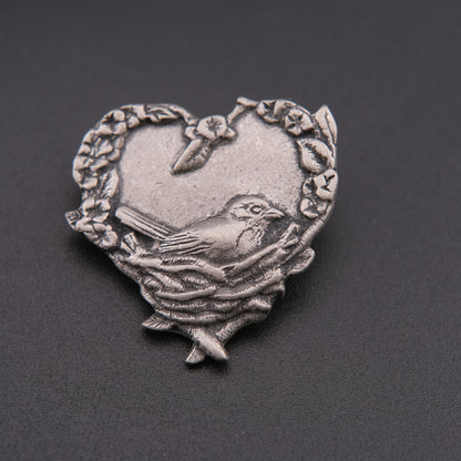 ❤️ Vintage Birds & Blooms Brooch Set of 3 – Limited Edition Pewter Garden & Bird Pins