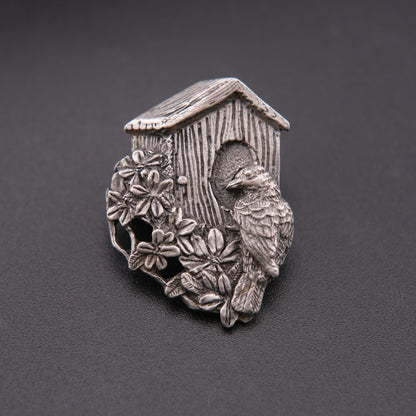 ❤️ Vintage Birds & Blooms Brooch Set of 3 – Limited Edition Pewter Garden & Bird Pins