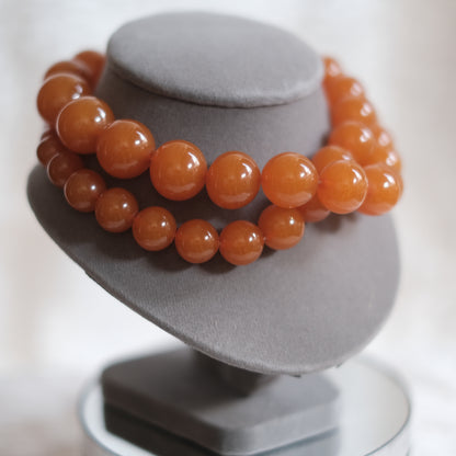 ❤️ Vintage Pressed Amber Graduated Bead Necklace Honey Orange 25"