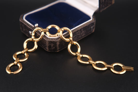 ❤️ Vintage Coro Gold-Tone Circle Motif Bracelet | 1940s–1950s