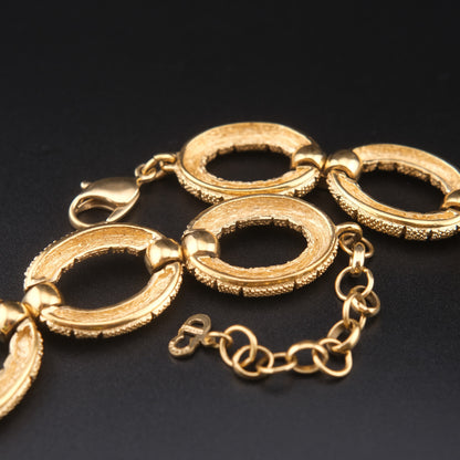 ❤️ Vintage Christian Dior Germany Gold-Tone Textured Link Necklace