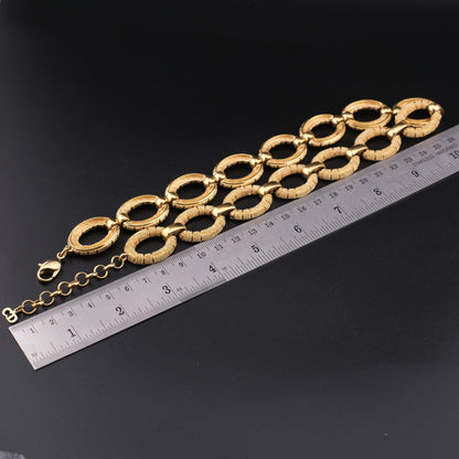 ❤️ Vintage Christian Dior Germany Gold-Tone Textured Link Necklace
