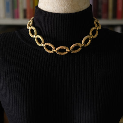 ❤️ Vintage Christian Dior Germany Gold-Tone Textured Link Necklace