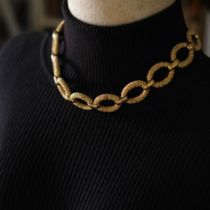 ❤️ Vintage Christian Dior Germany Gold-Tone Textured Link Necklace