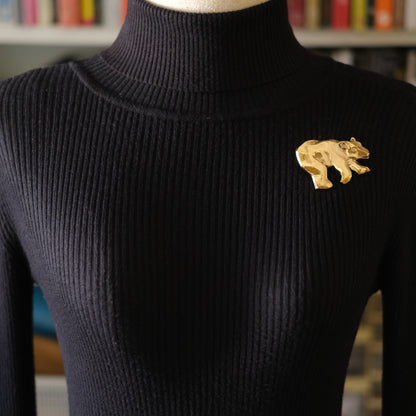 ❤️ Vintage Jacky De G. Paris Polar Bear Brooch – 1980s French Sculptural Jewelry