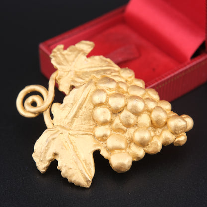 ❤️ Vintage D'elfa Paris Grape Cluster Brooch – Gold Tone Botanical Design