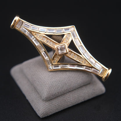 ❤️ Vintage Grosse Germany Gold-Tone Crystal Geometric Brooch