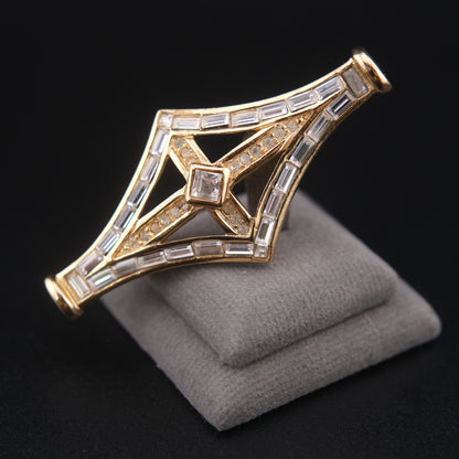 ❤️ Vintage Grosse Germany Gold-Tone Crystal Geometric Brooch