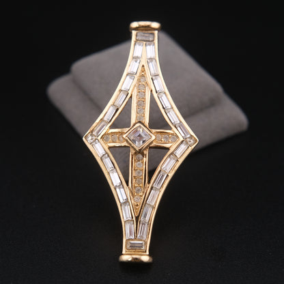 ❤️ Vintage Grosse Germany Gold-Tone Crystal Geometric Brooch
