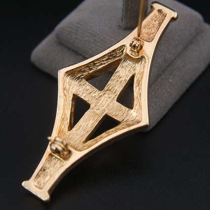 ❤️ Vintage Grosse Germany Gold-Tone Crystal Geometric Brooch