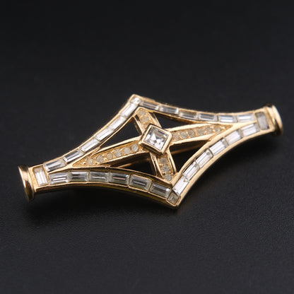 ❤️ Vintage Grosse Germany Gold-Tone Crystal Geometric Brooch