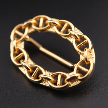 ❤️ Vintage Malka Paris Gold Tone Chain Link Scarf Ring Oval 2”