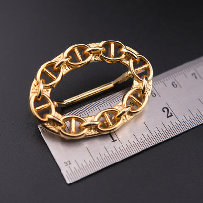 ❤️ Vintage Malka Paris Gold Tone Chain Link Scarf Ring Oval 2”