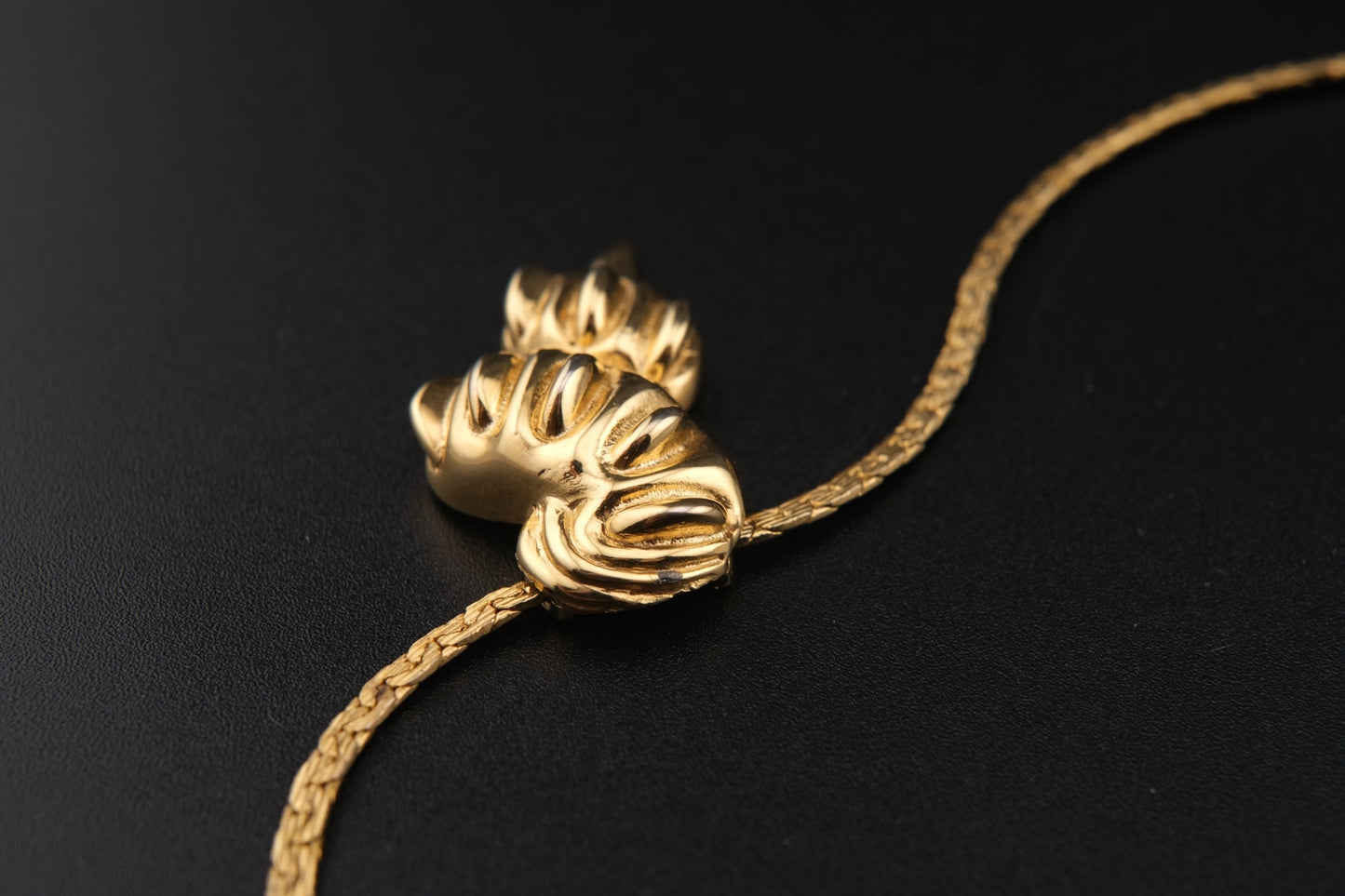 Vintage Pierre Balmain Pendant Necklace – Gold-Tone Sculptural Medallion | 16" Chain