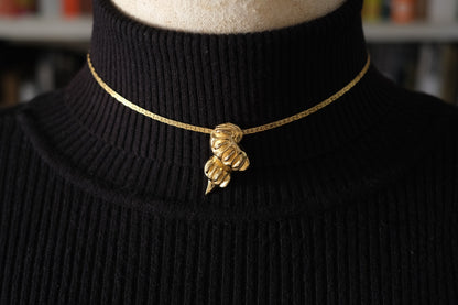 Vintage Pierre Balmain Pendant Necklace – Gold-Tone Sculptural Medallion | 16" Chain