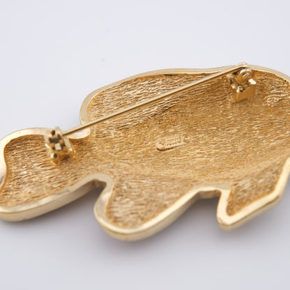 Henkel & Grosse Fish Brooch – Red & Black Enamel with Rhinestone Accents