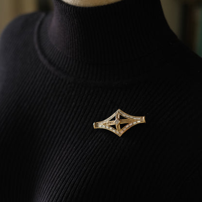 ❤️ Vintage Grosse Germany Gold-Tone Crystal Geometric Brooch