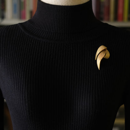 ❤️ Vintage Grossé Germany Textured Gold-Tone Sculptural Ribbon Brooch