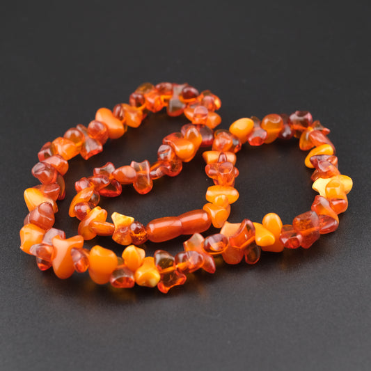 Fiery Baltic Amber Nugget Necklace – Butterscotch, Cognac & Honey Tones (34g, 18")