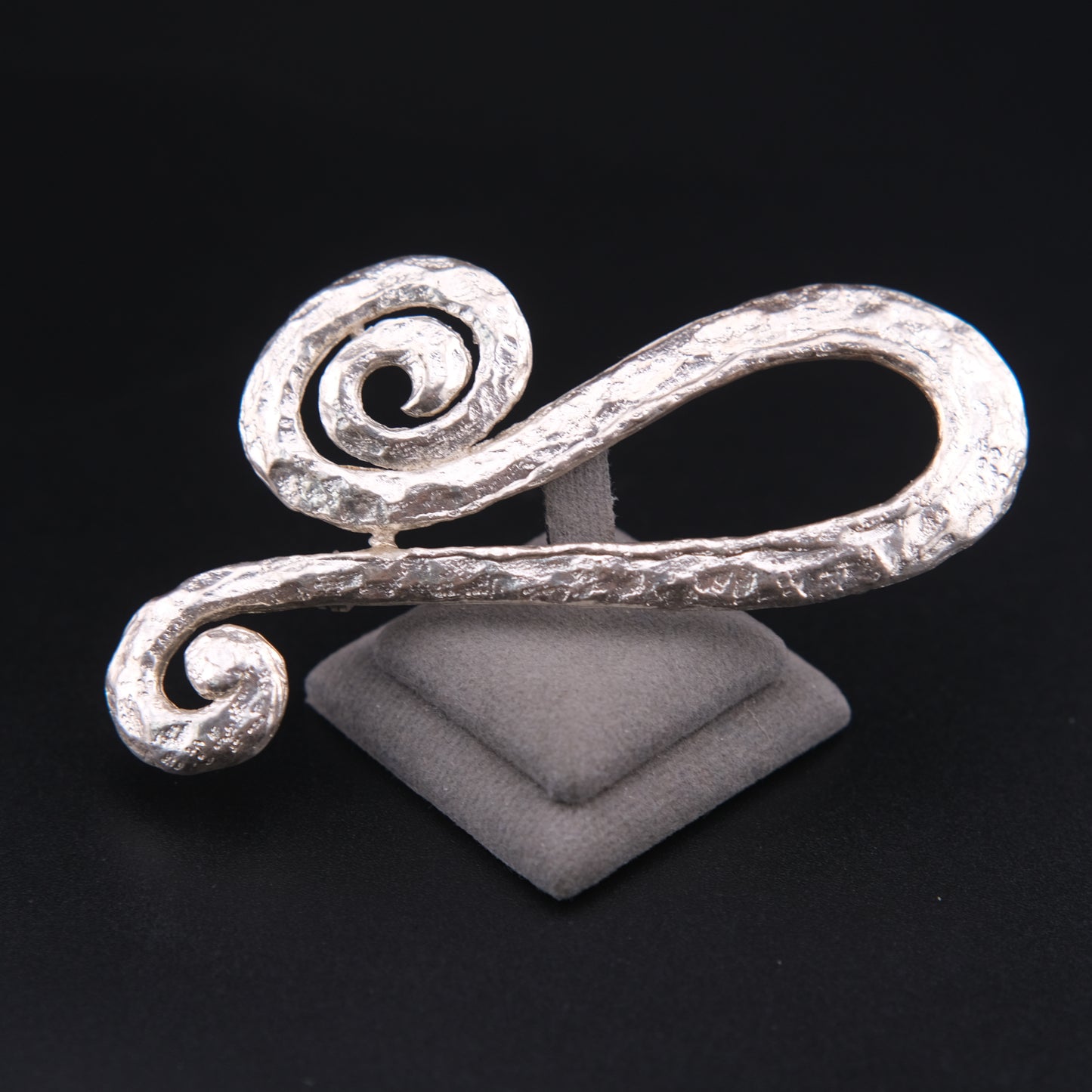 ❤️ Vintage COD Sculptural Abstract Silver Tone Brooch 3.5” Spiral Statement Pin