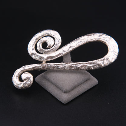 ❤️ Vintage COD Sculptural Abstract Silver Tone Brooch 3.5” Spiral Statement Pin