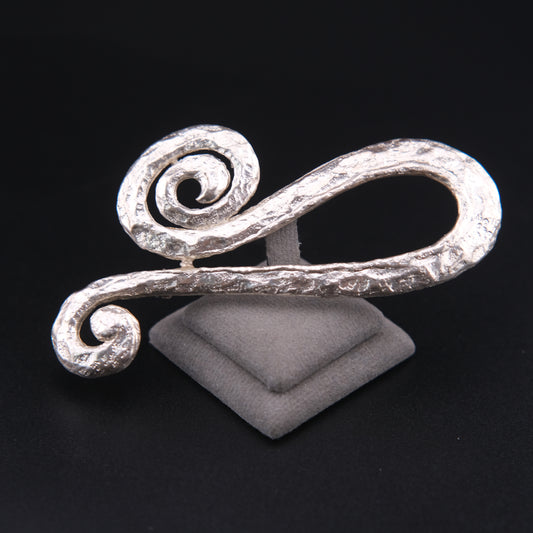 ❤️ Vintage COD Sculptural Abstract Silver Tone Brooch 3.5” Spiral Statement Pin
