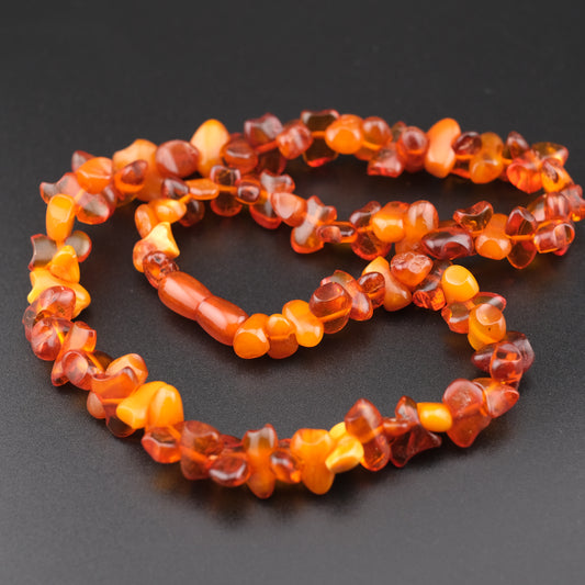 Fiery Baltic Amber Nugget Necklace – Butterscotch, Cognac & Honey Tones (34g, 18")