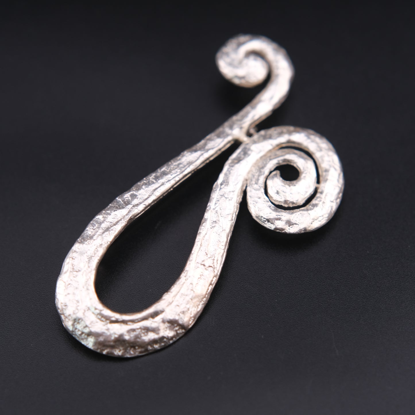 ❤️ Vintage COD Sculptural Abstract Silver Tone Brooch 3.5” Spiral Statement Pin