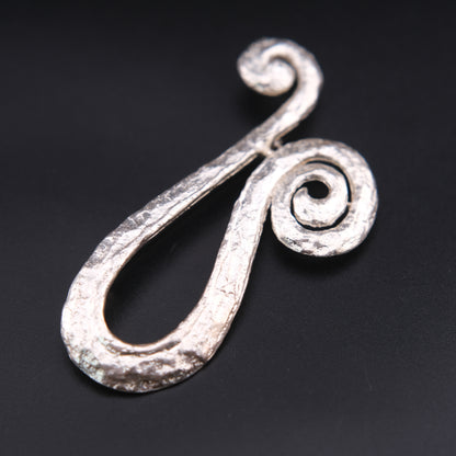 ❤️ Vintage COD Sculptural Abstract Silver Tone Brooch 3.5” Spiral Statement Pin