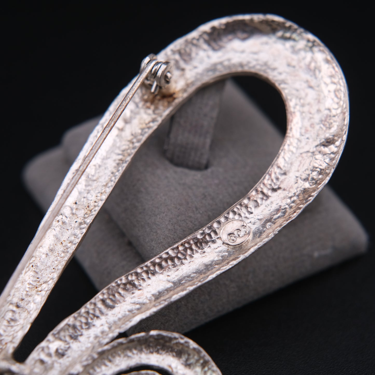 ❤️ Vintage COD Sculptural Abstract Silver Tone Brooch 3.5” Spiral Statement Pin