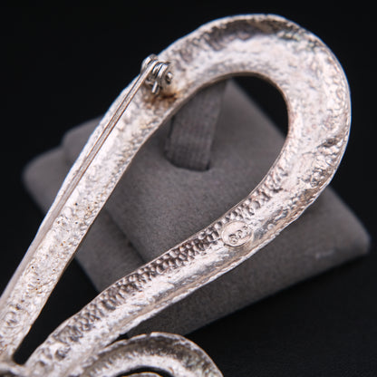 ❤️ Vintage COD Sculptural Abstract Silver Tone Brooch 3.5” Spiral Statement Pin