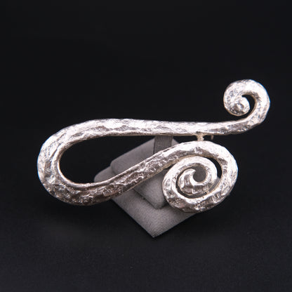❤️ Vintage COD Sculptural Abstract Silver Tone Brooch 3.5” Spiral Statement Pin