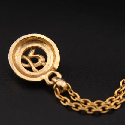 Vintage Sonia Rykiel Gold Tone SR Logo Necklace with Extended Chain