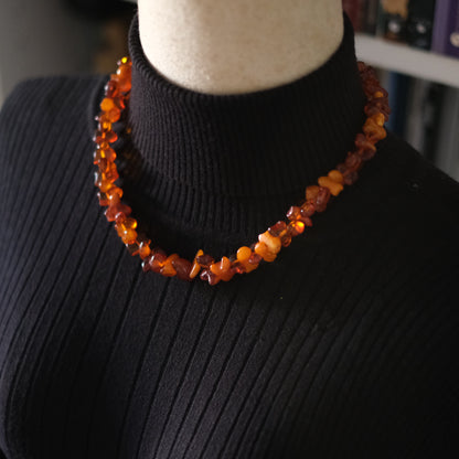 Fiery Baltic Amber Nugget Necklace – Butterscotch, Cognac & Honey Tones (34g, 18")
