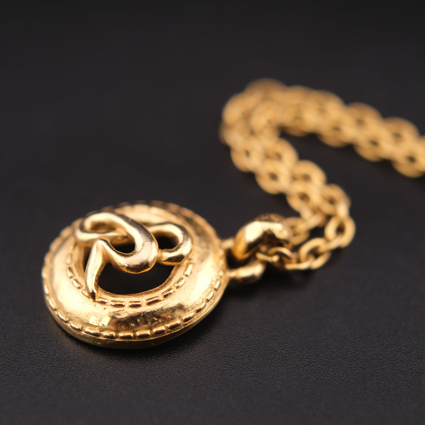 Vintage Sonia Rykiel Gold Tone SR Logo Necklace with Extended Chain