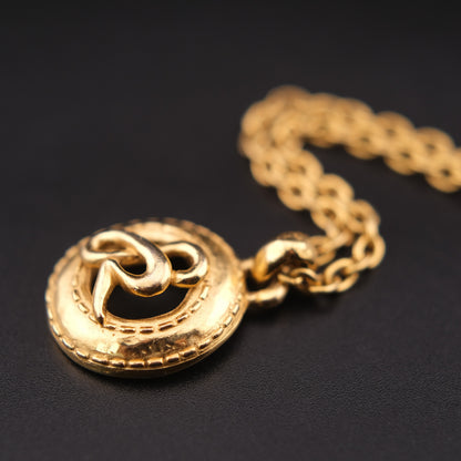 Vintage Sonia Rykiel Gold Tone SR Logo Necklace with Extended Chain