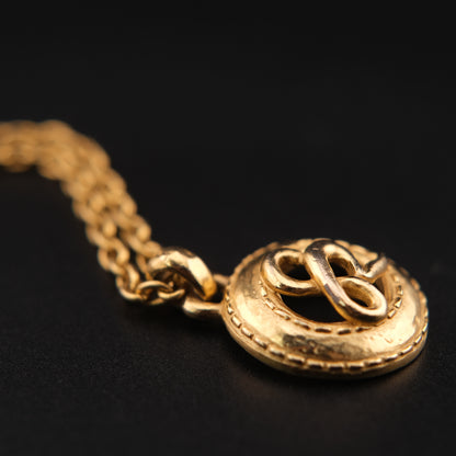 Vintage Sonia Rykiel Gold Tone SR Logo Necklace with Extended Chain