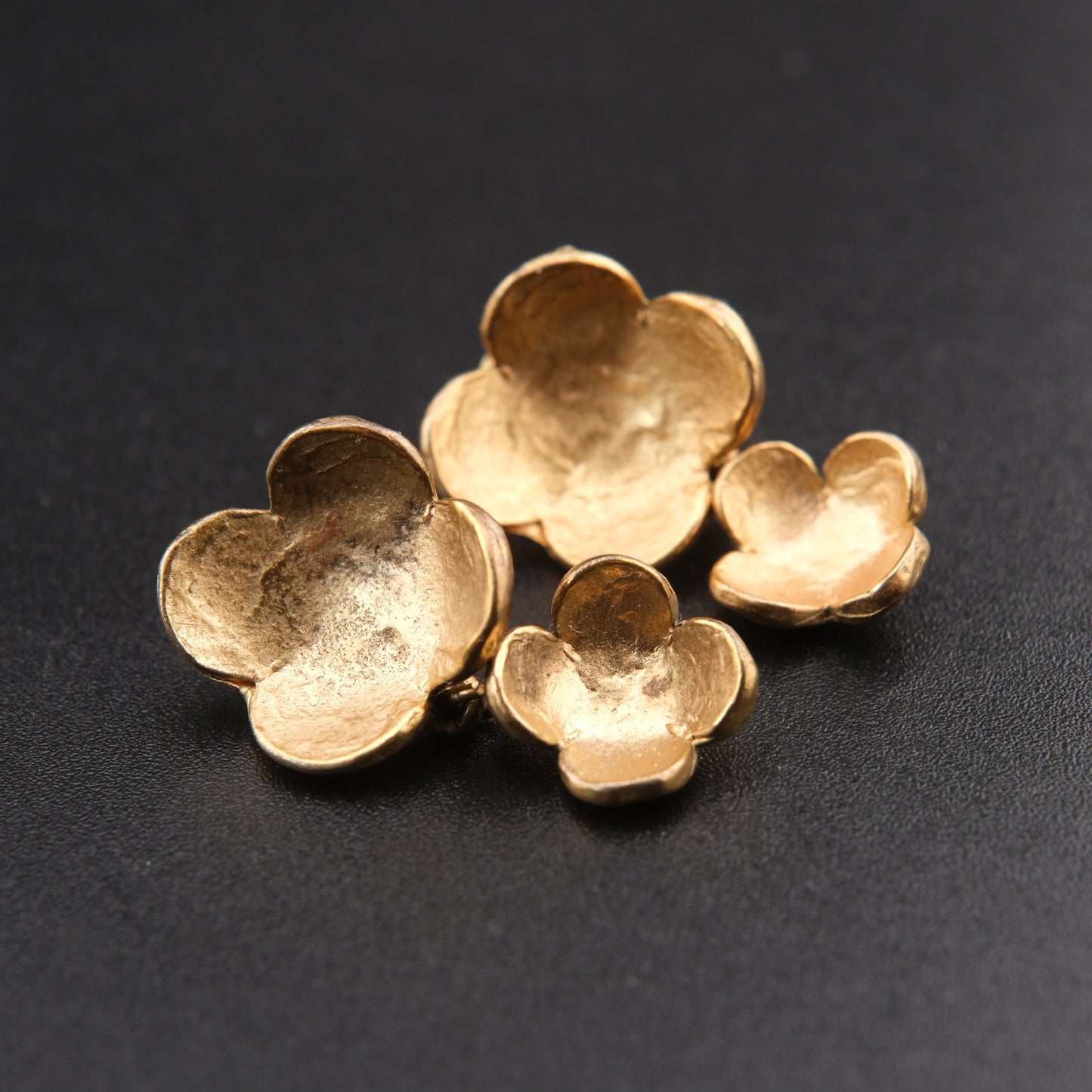 ❤️ Vintage DELPHINE NARDIN PARIS Floral Drop Earrings Matte Gold Tone Sculptural Flower Earrings