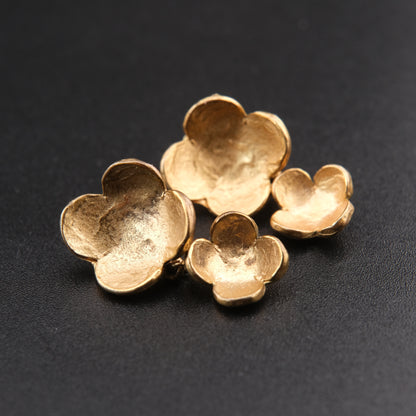❤️ Vintage DELPHINE NARDIN PARIS Floral Drop Earrings Matte Gold Tone Sculptural Flower Earrings