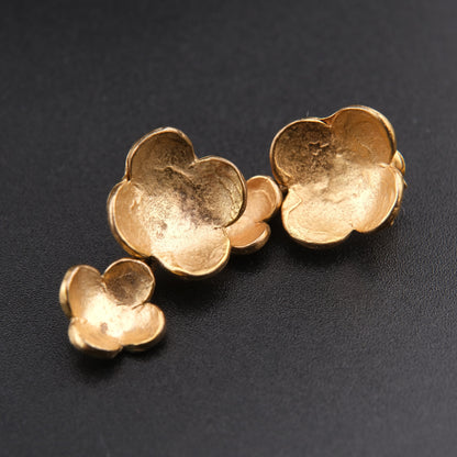 ❤️ Vintage DELPHINE NARDIN PARIS Floral Drop Earrings Matte Gold Tone Sculptural Flower Earrings