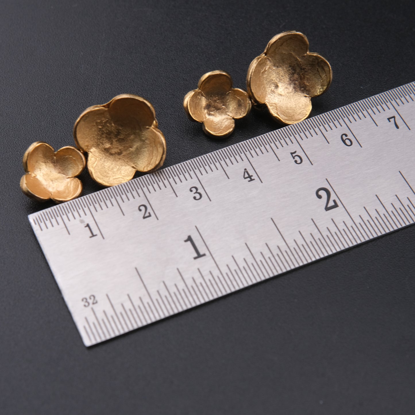 ❤️ Vintage DELPHINE NARDIN PARIS Floral Drop Earrings Matte Gold Tone Sculptural Flower Earrings