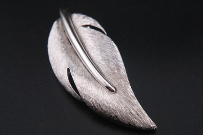 Givenchy Leaf Brooch – Silver-Tone with Brushed & Polished Finish