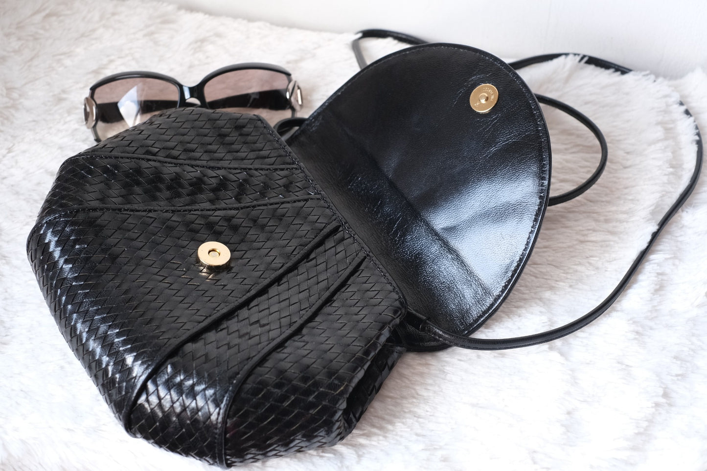 Vintage Yves Saint Laurent Woven Leather Crossbody Bag