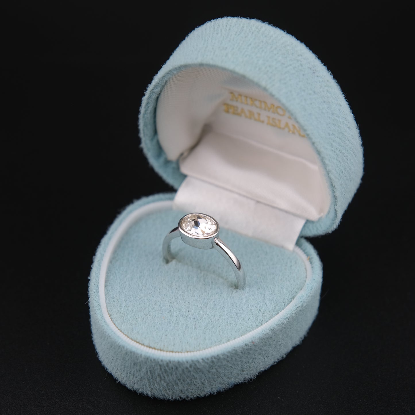 ❤️ Vintage Swarovski Oval Bezel Set Clear Crystal Ring – Size 58