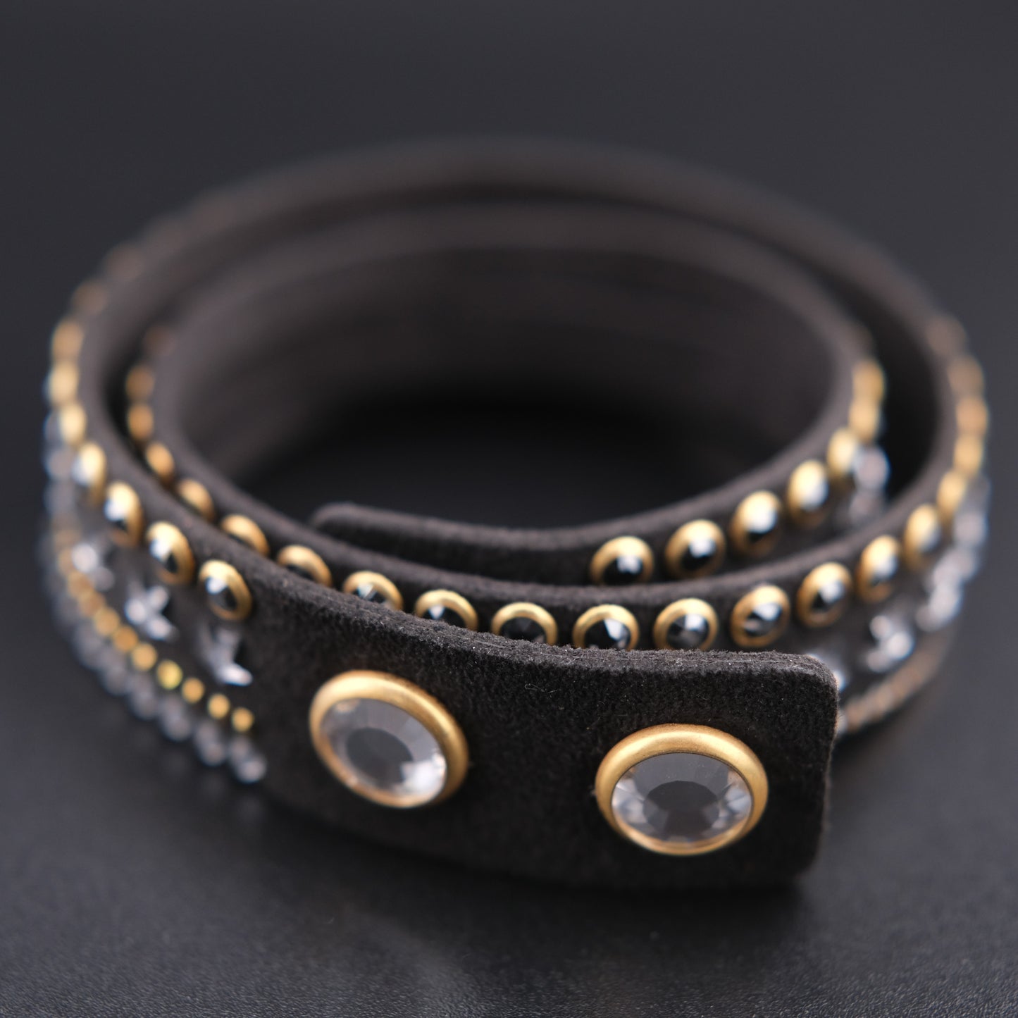 ❤️ Vintage Swarovski Dark Brown Crystal Star Wrap Bracelet Multi Strand Cuff