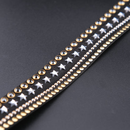 ❤️ Vintage Swarovski Dark Brown Crystal Star Wrap Bracelet Multi Strand Cuff
