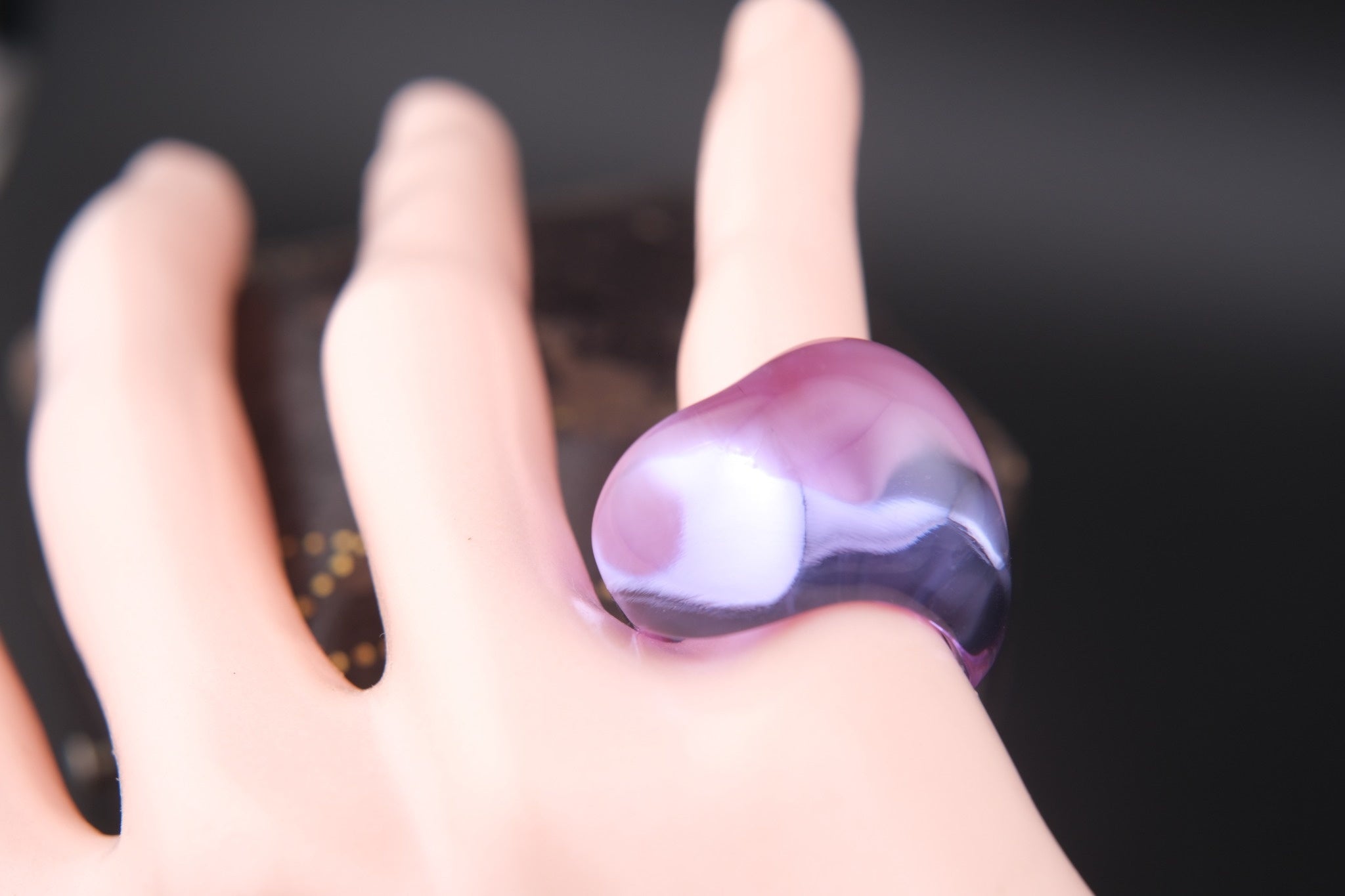 Vintage Baccarat Purple Crystal Ring – Sculptural Statement