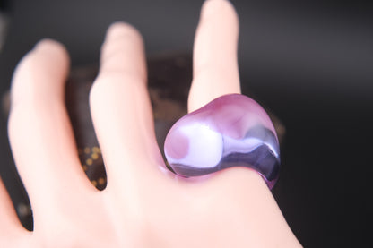 Vintage Baccarat “Galet Wave” Purple Crystal Ring