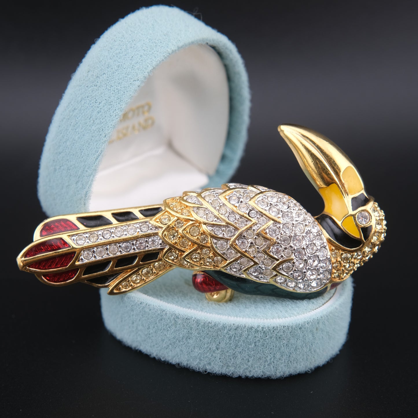 ❤️ Swarovski Toucan Brooch – Gold-Tone with Multicolor Crystal & Enamel